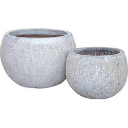 PTMD Bloempot Caedyn - 75x75x52 cm - Keramiek - Wit - Set van 2