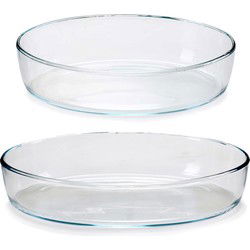 Ovenschalen 2-delige set - borosilicaat glas - ovaal - 1.5 / 2 Liter - Ovenschalen