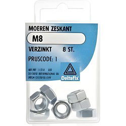 Moer zeskant m8 verz 8st