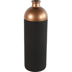 Countryfield Bloemen/deco vaas - zwart/koper - glas - fles - D13 x H41 cm - Vazen