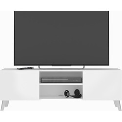 TV-meubel 2 deuren wit Brighton 1 - L140 cm x H46,5 cm