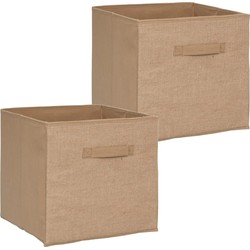 Set van 2x stuks opbergmand/kastmand 29 liter bruin/naturel jute 31 x 31 x 31 cm - Opbergmanden