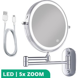 Mirlux Make Up Spiegel met LED Verlichting - 5X Vergroting - Scheerspiegel