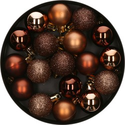 Atmosphera Kerstballen - 18ST - bronskleurig - glans en mat - D3 cm - kunststof - Kerstbal