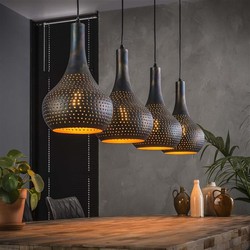 Hanglamp Aya 4-lichts zwart bruin