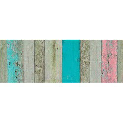 Patifix plakfolie houten planken - 2x - groen/bruin/roze - 45 cm x 2 m - Meubelfolie