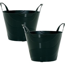 3x Stuks kunststof flexibele emmers/wasmanden/kuipen zwart 15 liter - Wasmanden