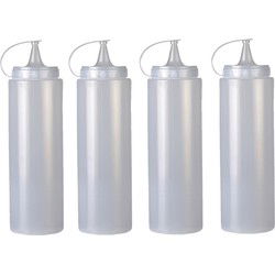 Urban Living Doseerfles/sausfles - 4x - kunststof - met schenktuit - 700 ml - 21 cm - Garneergerei