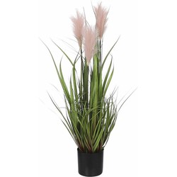 Mica Decorations - gras kunstplant - groen/roze - H80 x D35 cm - Kunstplanten