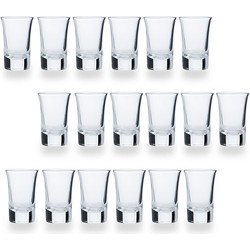 18x Shotglaasjes/borrelglazen inhoud 35 ml van glas - Shotglazen
