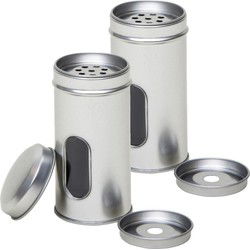 Rond kruidenpotje met strooier - 2x - 10 x 5 cm - Kruidenstrooier - Voorraadblikken