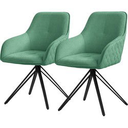Eetkamerstoel set van 2 draaibaar groen geweven stof met rugleuning en armleuningen ML design