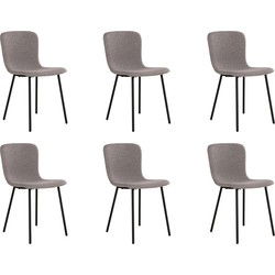 QUVIO Eetkamerstoelen Logan - Polyester - Staal - Lichtgrijs - Set van 6