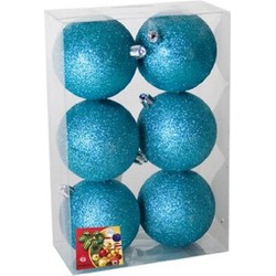 Gerimport Kerstballen - 6x - ijsblauw - kunststof - D4 cm - Kerstbal