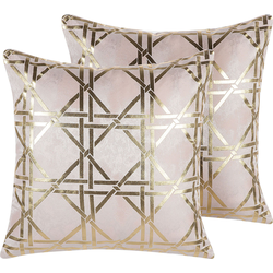 CASSIA  - Sierkussen set van 2 - Roze - 45 x 45 cm - Polyester