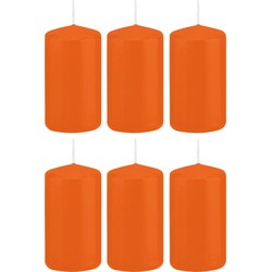 6x Kaarsen oranje 6 x 12 cm 40 branduren sfeerkaarsen - Stompkaarsen