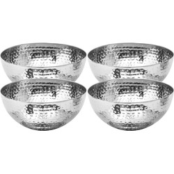 Set van 4x stuks - Slakommetjes/schaaltjes - rvs metaal - D19 cm - Saladeschalen