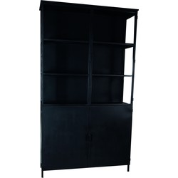 PTMD Elina Glass cabinet black iron frame 2 doors