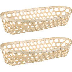 Broodmandje/stokbrood mandje - 2x - bamboe hout - 39 x 12 x 8 cm - broodmand
