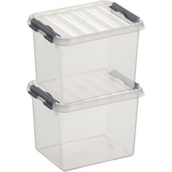 2x Kunststof stapelbare opbergbak 3 liter 20 cm - Opbergbox