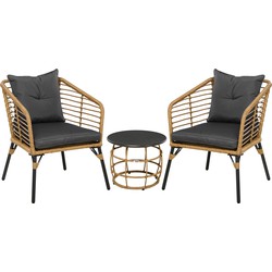 4goodz Outsunny rotan tuinmeubelset 3-delig. Zitgroep met kussens voor terras balkon