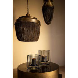 PTMD Eroni Rond Windlicht - H20 x Ø22 cm - Metaal - Zwart