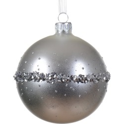 Kerstbal glas d8 cm zilver I kerst