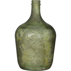 Decoratiefles / bloemenvaas groen glas 30 x 18 cm - Vazen