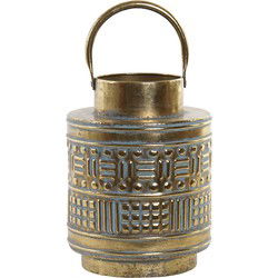Items Windlicht - goudkleurig - metaal - met touw - 28 cm - Windlichten