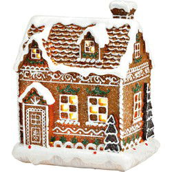 Lichthuis peperkoek van poly, bruin/wit (B/H/D) 12x16x9cm