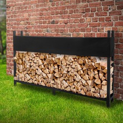 Haardhoutrek met deksel 200x25x115 cm antraciet staal ML design