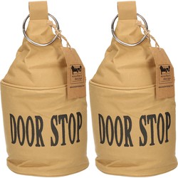 2x Canvas bruine deurstopper met ring 2.7 kg - Deurstoppers