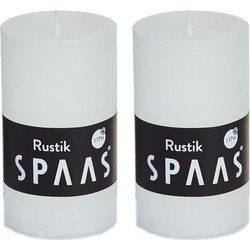 2x Rustieke kaarsen wit 5 x 8 cm 17 branduren sfeerkaarsen - Stompkaarsen