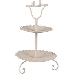 Clayre & Eef Etagère 2 laags Beige Metaal Vogels