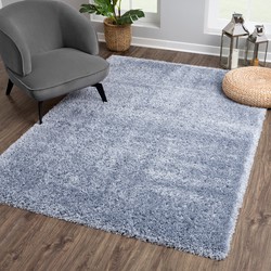 Tapijtenloods Porto Soft Fluffy Vloerkleed Hoogpolig Effen Blauw- 160X230 CM