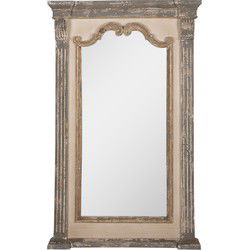Clayre & Eef Spiegel  90x153 cm Grijs Beige Hout Glas Wandspiegel