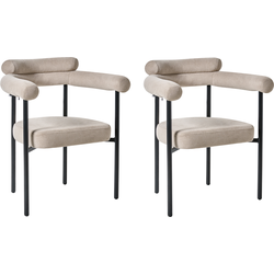 LYNEY - Eetkamerstoel set van 2 - Beige - Katoen