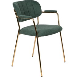 Housecraft Living Jolien Eetkamerstoelen met armleuning Goud/Dondergroen - Set van 2