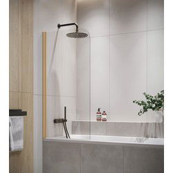 Badplaats Badwand Torino 80 x 140 cm - Goud - Badscherm Draaibaar 5 mm dik - Veiligheidsglas en Antikalk