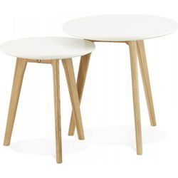 Ronde bijzettafels GABY 50x50x45 cm Wit