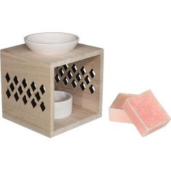 Ideas4seasons Amberblokjes/geurblokjes cadeauset - roos geur - inclusief geurbrander - Geurbranders