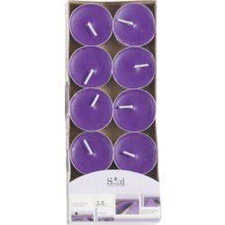 Geurtheelichtjes - 10x stuks - lavendel - paars - was - 3,5 uur - geurkaarsen
