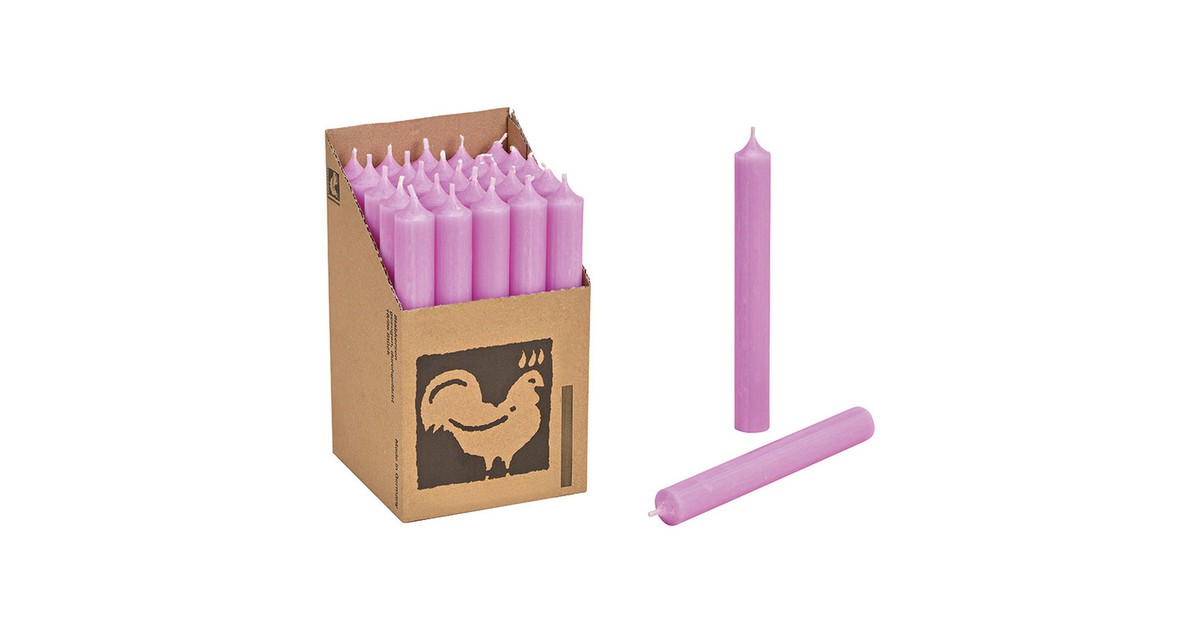 Set van 25x lila paarse kaarsen/dinerkaarsen 18 cm 7-8 branduren - Dinerkaarsen