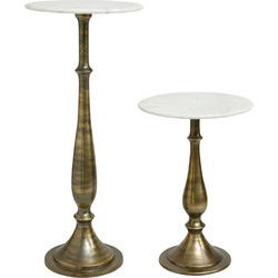 PTMD Bijzettafel Sonnel - 39x39x90 cm - Ijzer - Champagne - Set van 2