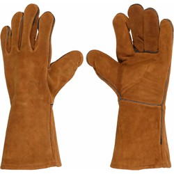 Vaggan BBQ handschoenen - leder - camel bruin - hittebestendig - Barbecuegereedschapset