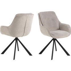 Eetkamerstoel - Zand - Stof - Zithoogte 48cm - Sundre - Set van 2