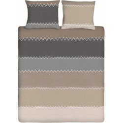 Ten Cate Katoenen Eenpersoons Dekbedovertrek - 140x200/220 - Zig Zag Taupe
