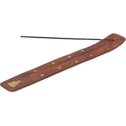 Wierookhouder houten plankje - boeddha thema - 25 cm - Wierookstokjes