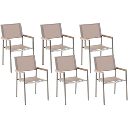 Beliani GROSSETO - Tuinstoel-Beige-RVS