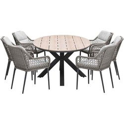 Garden Impressions Pemba tuinset 7-delig - Tulli tuintafel 220x115xH75 cm - light teak vironwood